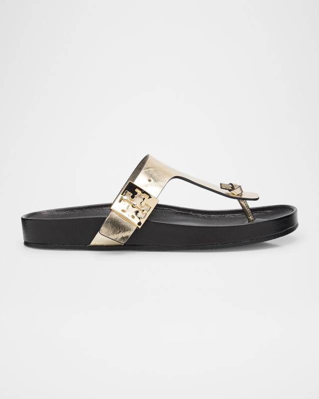 Mellow Leather Buckle Thong Sandals